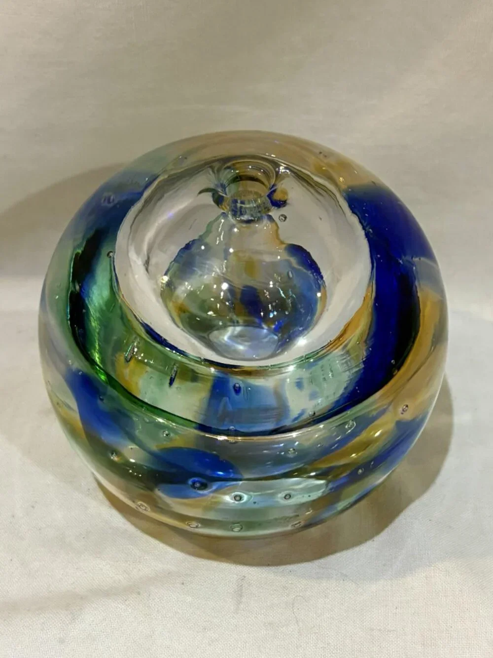 Hand Blown Art Glass Oil Lamp